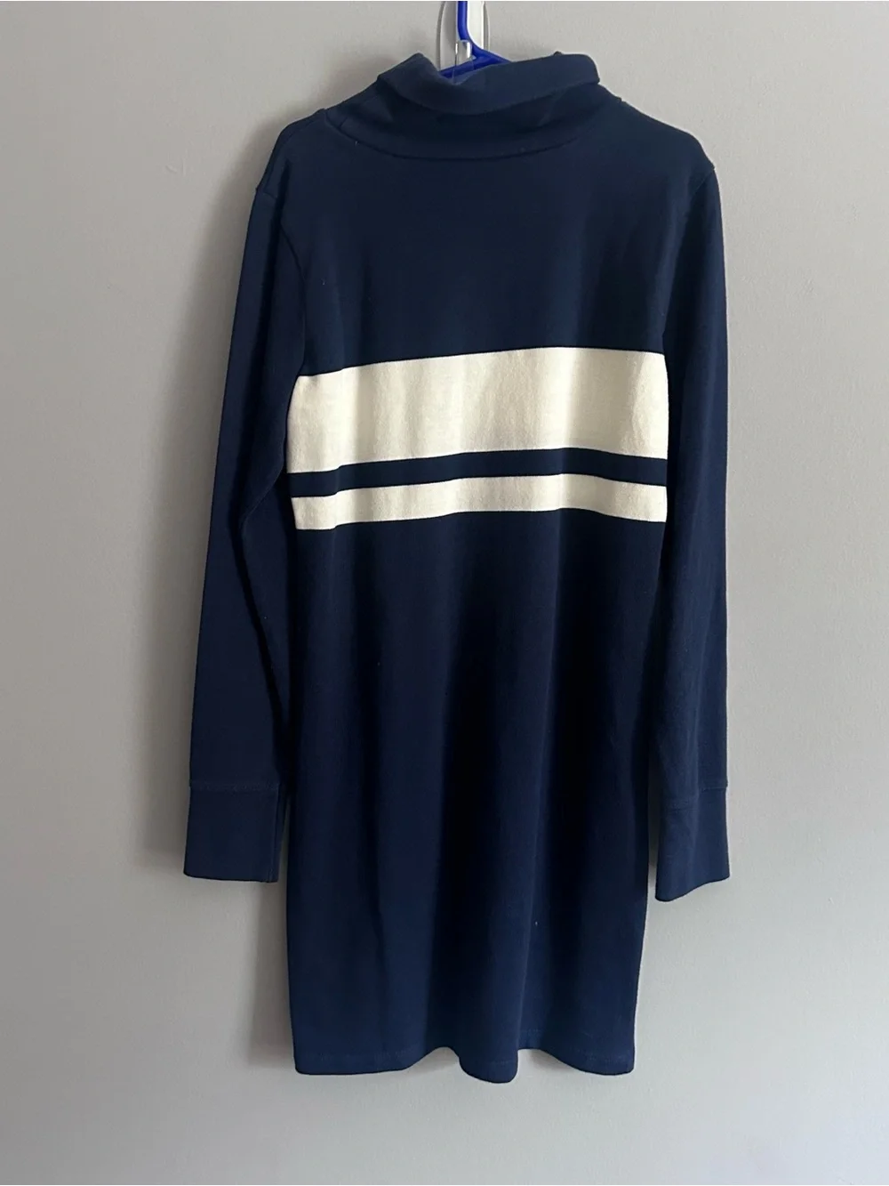 Ralph Lauren Girls Navy Colorblock Turtleneck Knit  Dress Size M (8-10)